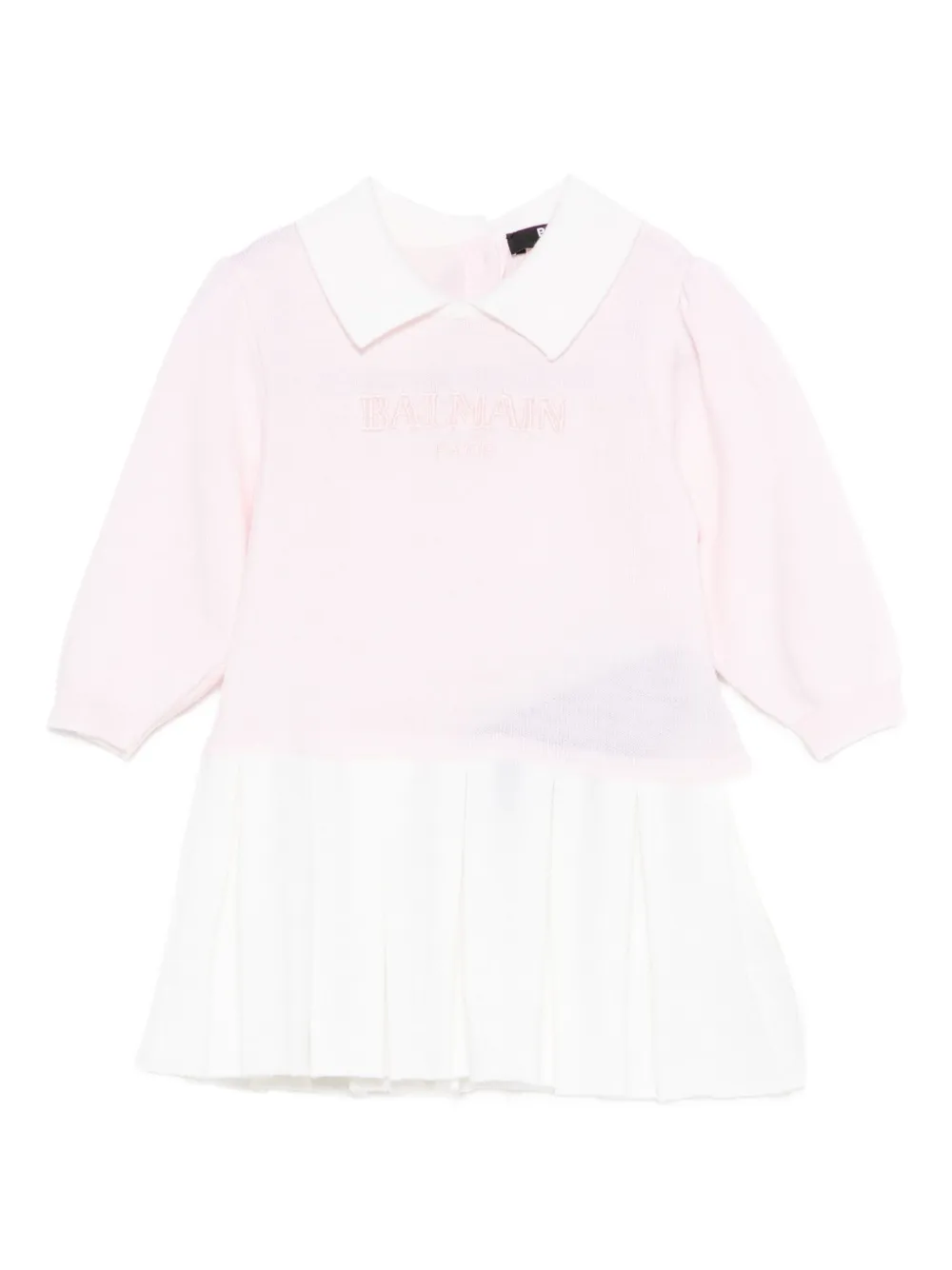 

Платье с воротником и плиссировкой Balmain Kids, розовый