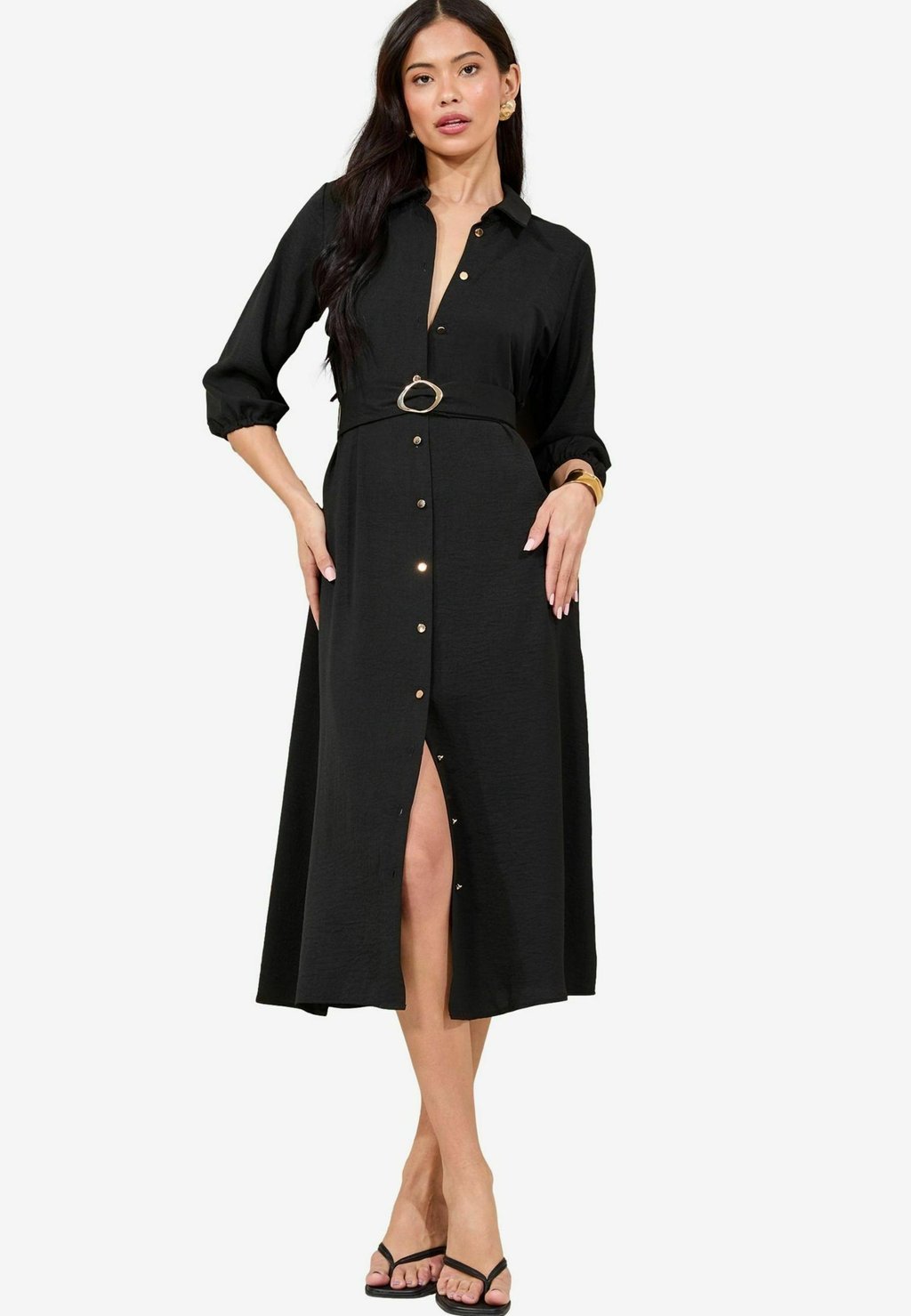 

Платье-рубашка REGULAR FIT - 3/4 SLEEVE THROUGH MIDI Lipsy, черный