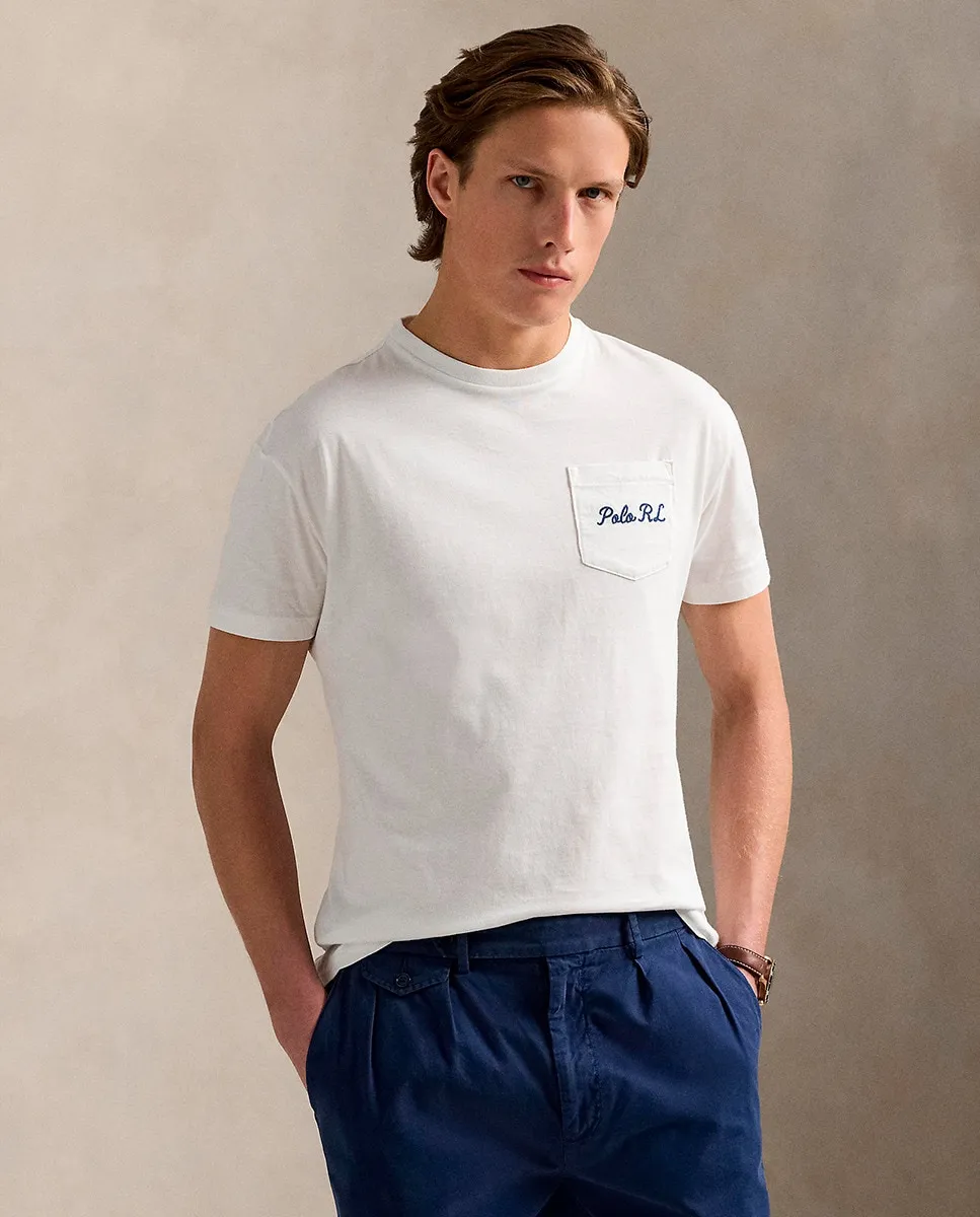 

Мужская хлопковая футболка с карманом и Polo Bear Polo Ralph Lauren, белый