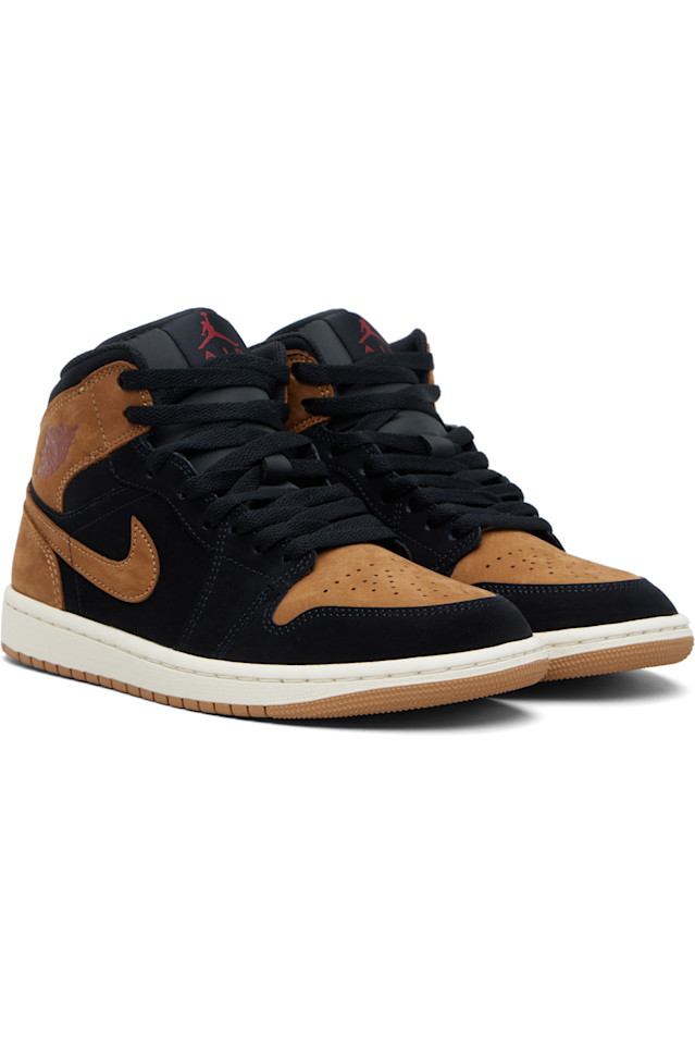 Nike Jordan Черно-Бежевые кроссовки Air Jordan 1 Mid SE — фото 4