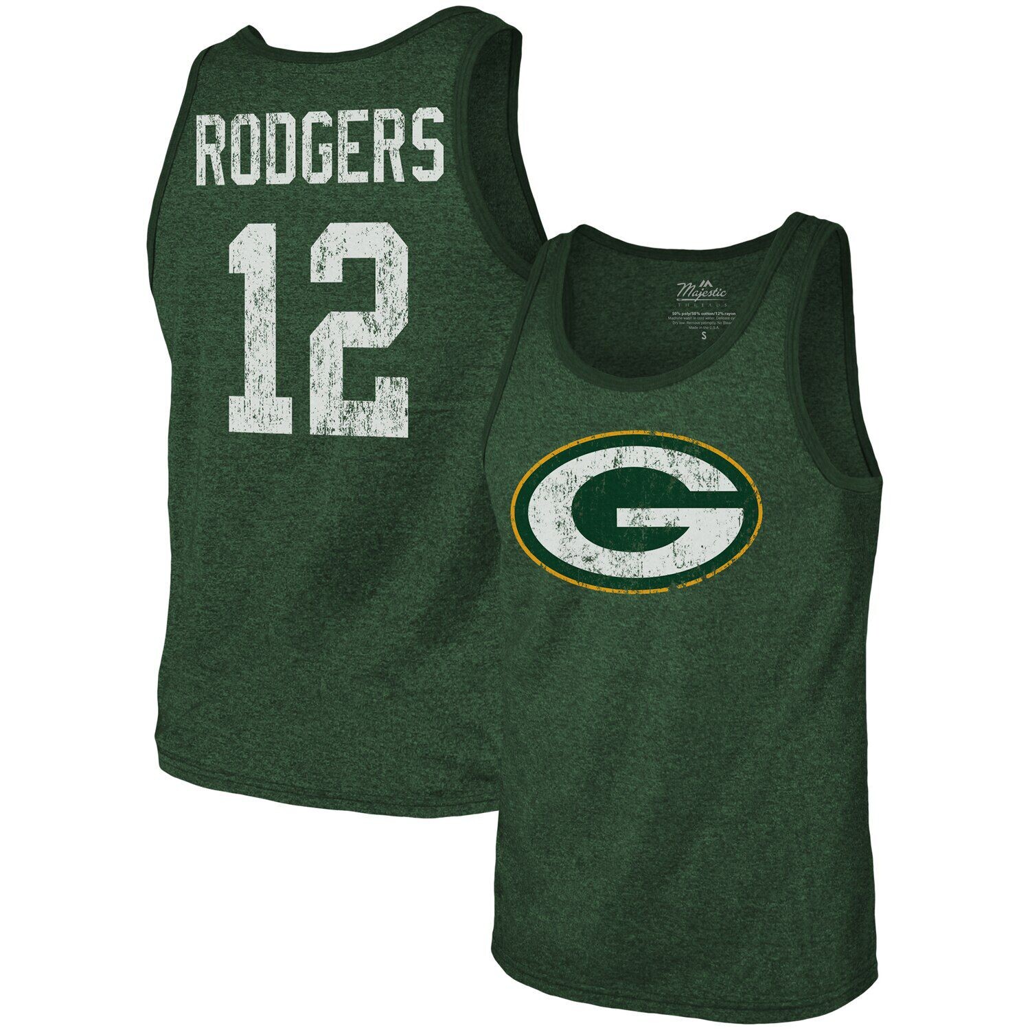 

Мужская майка Fanatics с логотипом Aaron Rodgers Green Green Bay Packers, имя и номер, футболка Tri-Blend Majestic