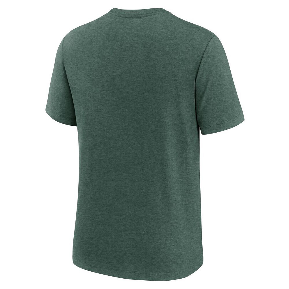 Мужская футболка Nike Heather Green Michigan State Spartans Blitz Evergreen Legacy Primary Tri-Blend, цвет Msu Green — фото 4