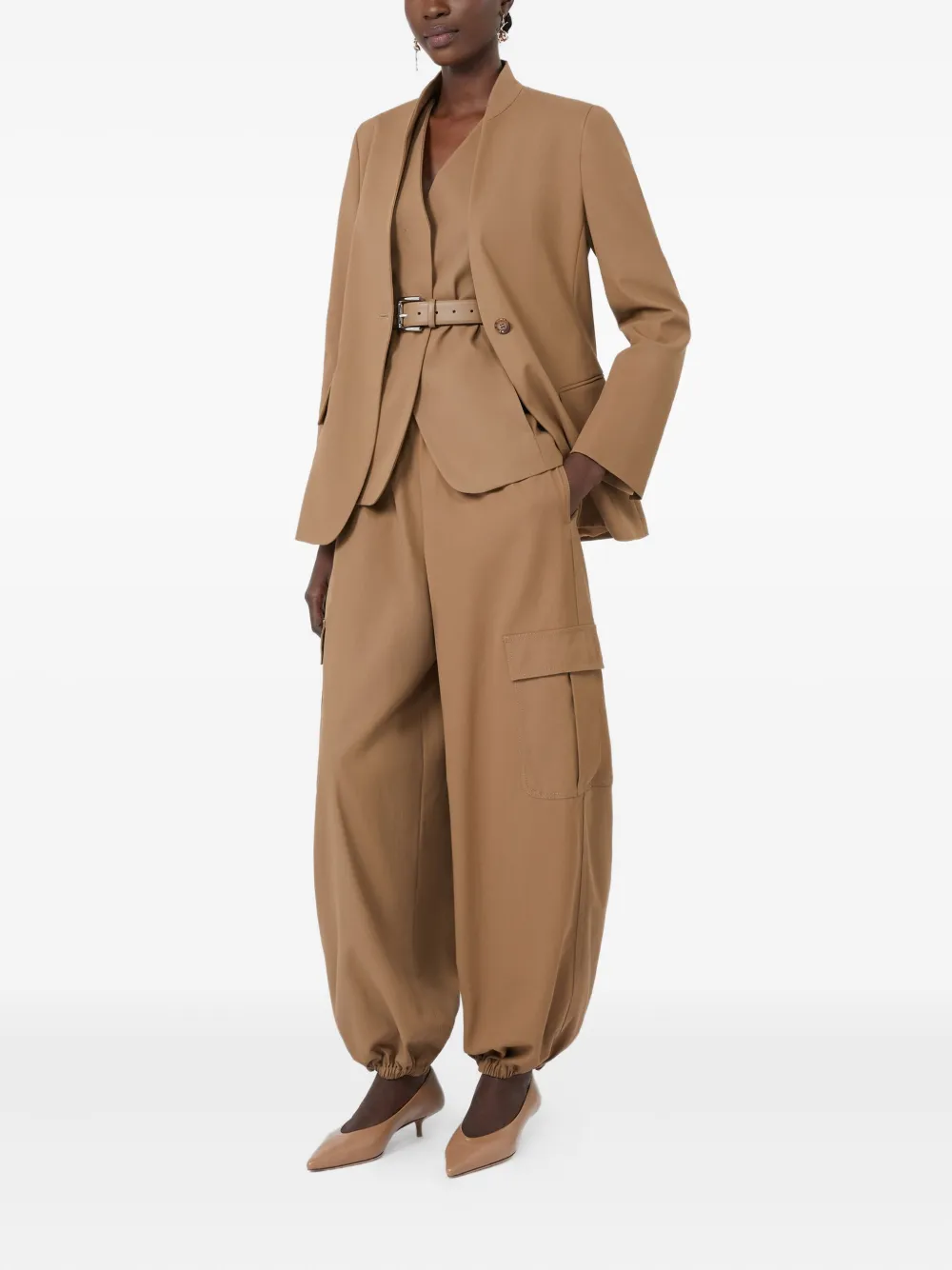 Куртка с воротником-стойкой и одная пуговицей MAX MARA, коричневый — фото 2