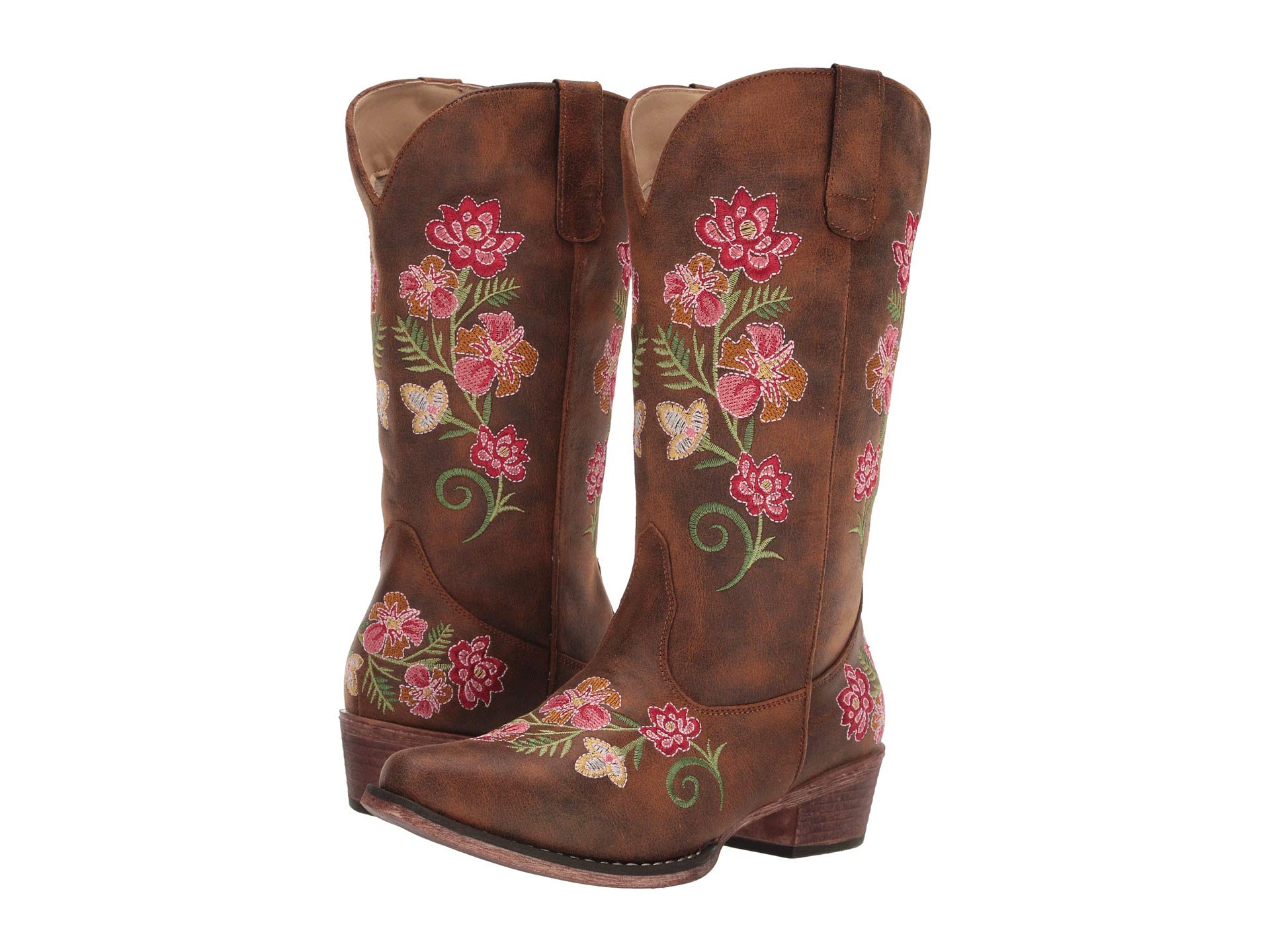 Ковбойские ботинки Roper Riley Floral, цвет Vintage Cognac Faux Leather