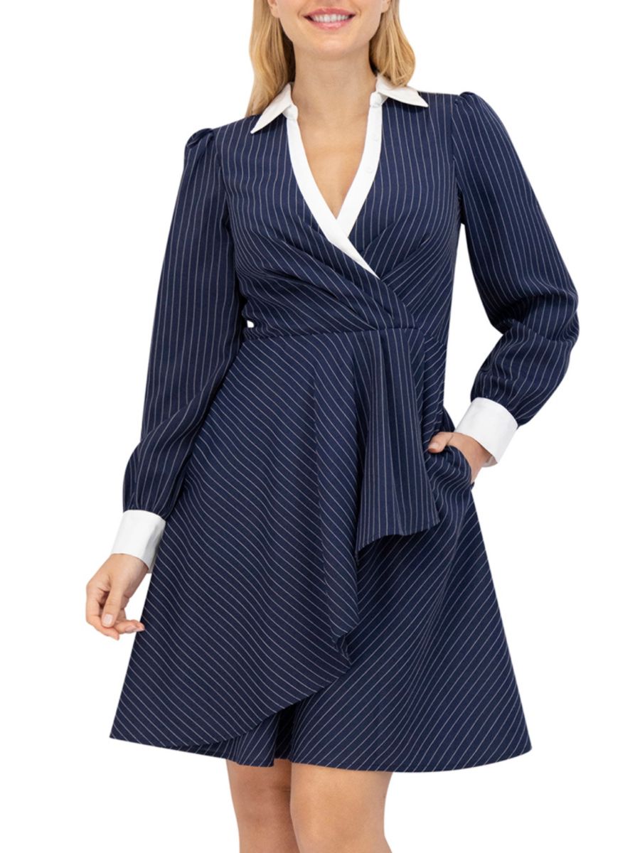 

Платье-рубашка Stripe Twist Cascade Eliza J, цвет Navy Ivory