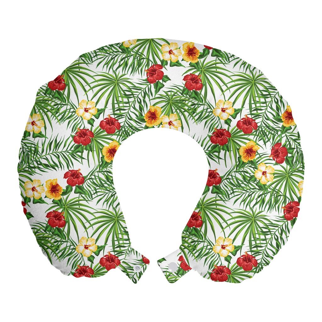 

ABAKUHAUS Hibiscus дорожная подушка для шеи, тропические цветы, пенопластовый дорожный предмет для самолета и автомобиля, 30x30 см, оливково-зеленый перец