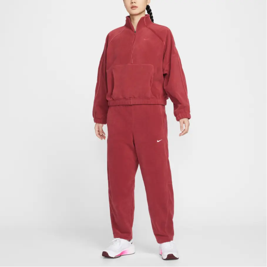 Nike Женская флисовая кофта, красный, средней высоты — фото 3