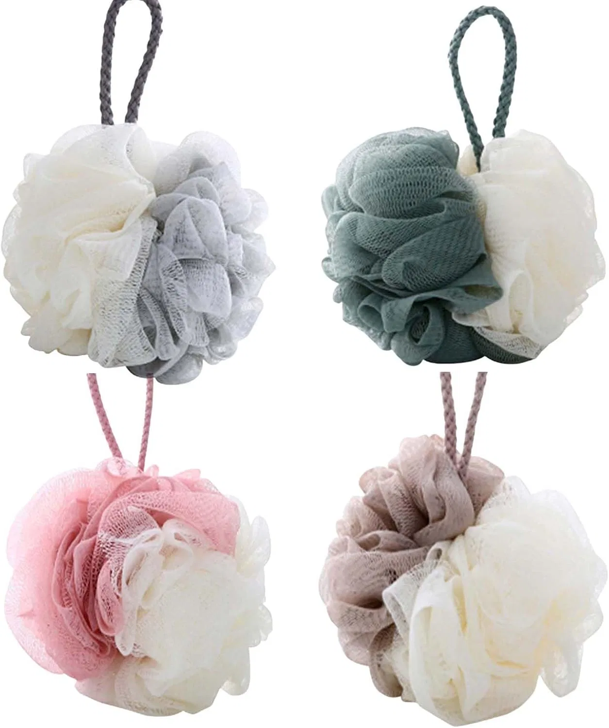 Большие мочалки-губки Loofah для душа, 4 шт. Generisch, A 4Pcs