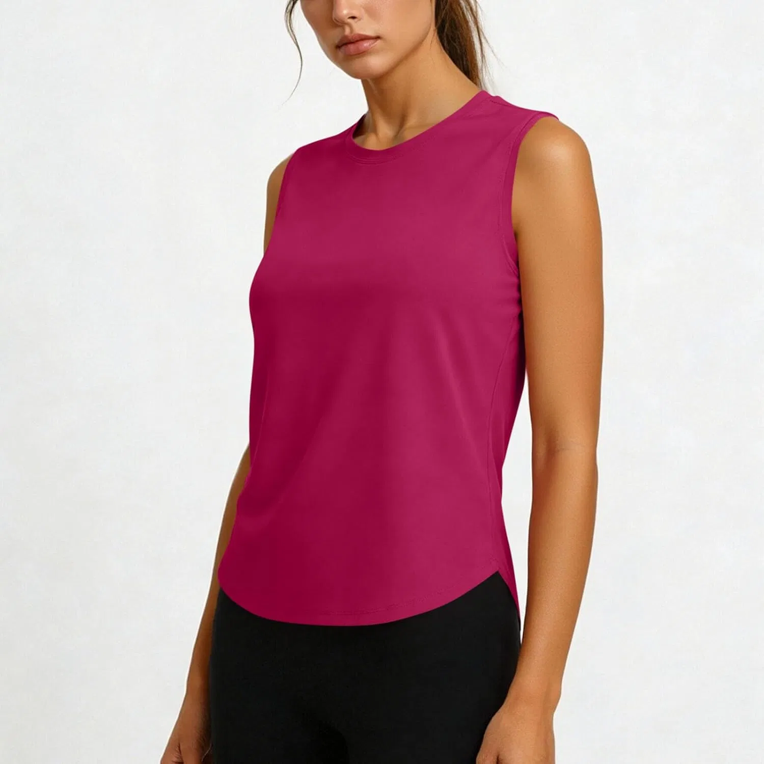 Женский топ для тренировок, свободный, без рукавов, Hot Pink — фото 4