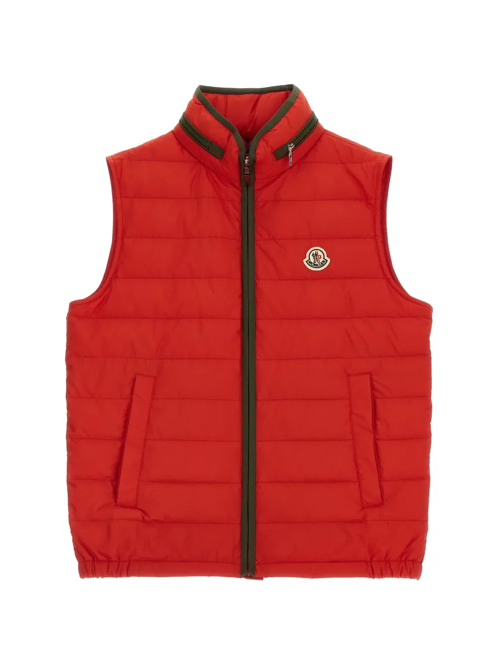 Стеганый жилет с капюшоном Moncler Enfant, красный