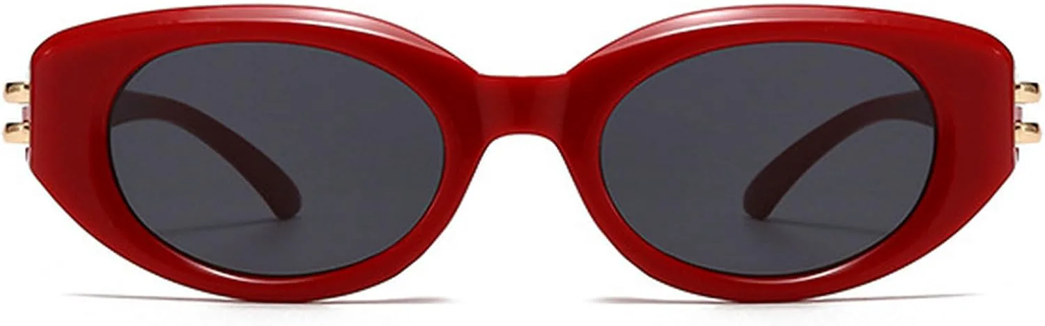 

Ретро-солнцезащитные очки овальной формы для женщин, очки «кошачий глаз», модные солнцезащитные очки с защитой от УФ-излучения для активного отдыха mincl, Red
