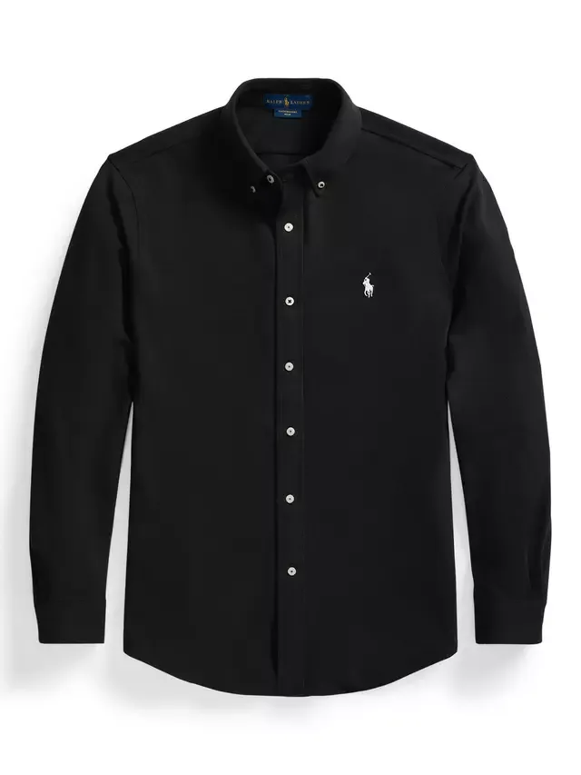 Хлопковая сетчатая рубашка на пуговицах Ralph Lauren, Polo Black — фото 4