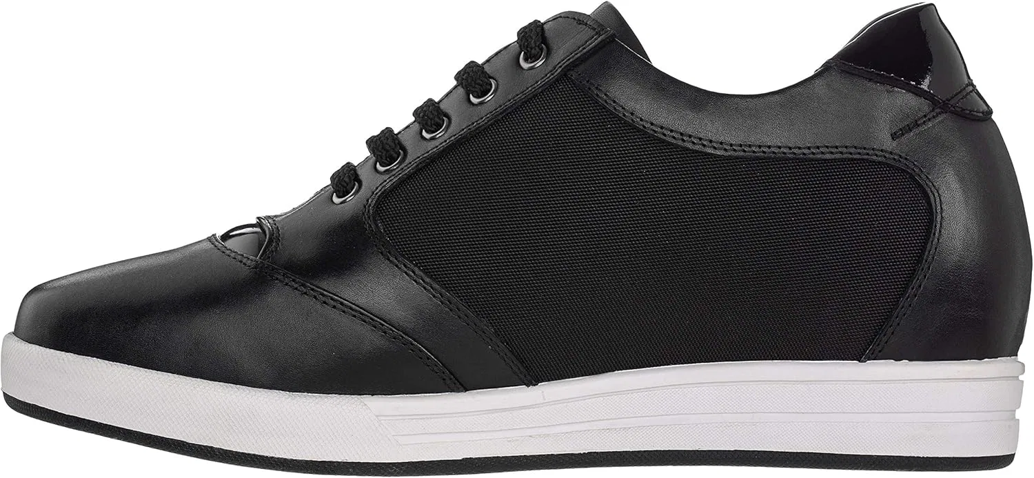 Мужские кроссовки TOTO Invisible Height Climber Shoes - черные кожаные/сетчатые, на шнуровке, повседневные, модные - на 3,2 дюйма выше - A53272 — фото 4