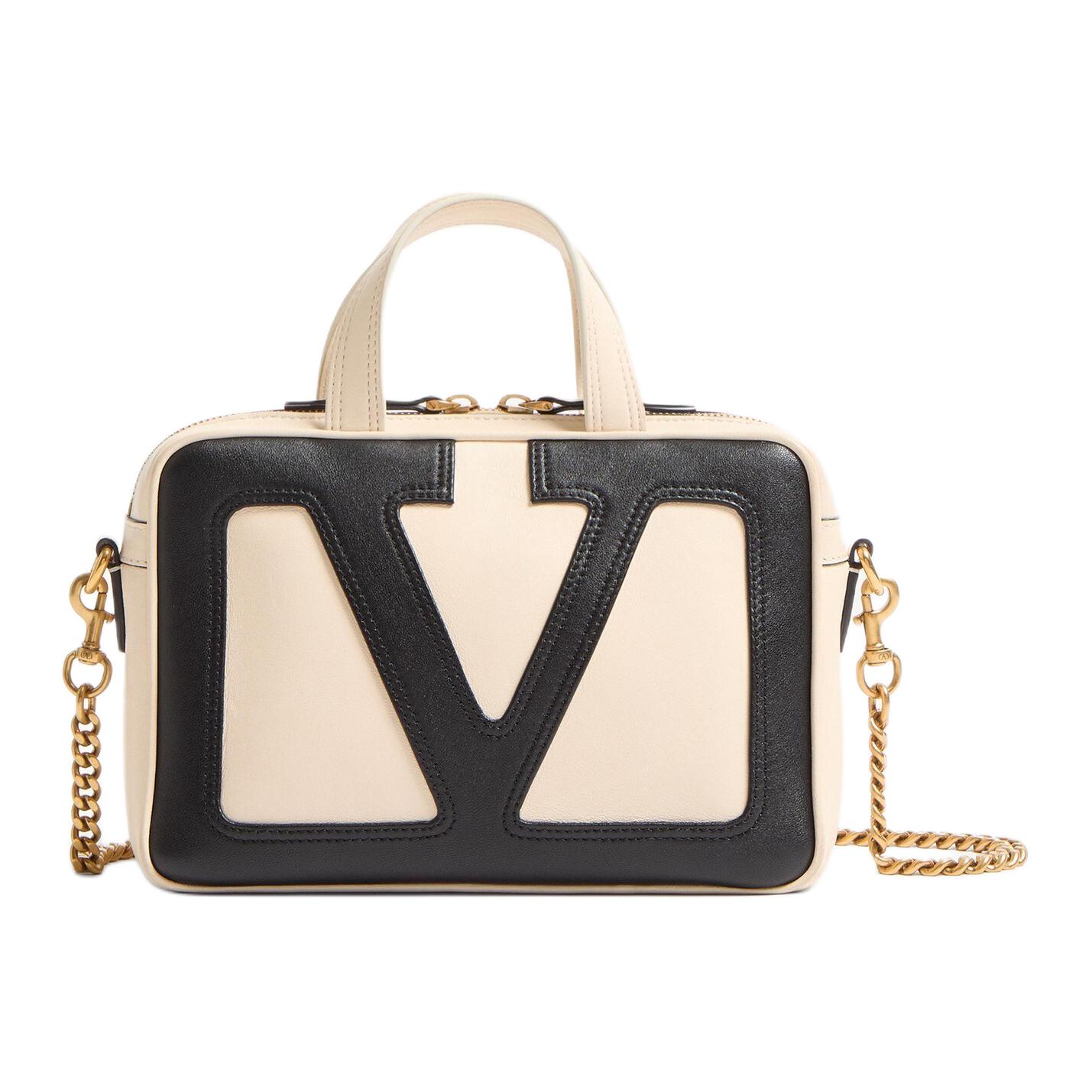 

Valentino Женская сумка из овчины с одним плечевым ремнем в цвете масляно-белый и черный