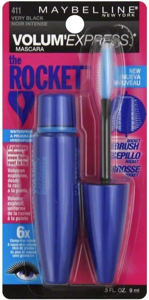 Тушь для ресниц водостойкая Volume' Express The Rocket Very Black Maybelline 2 шт 0.3 oz