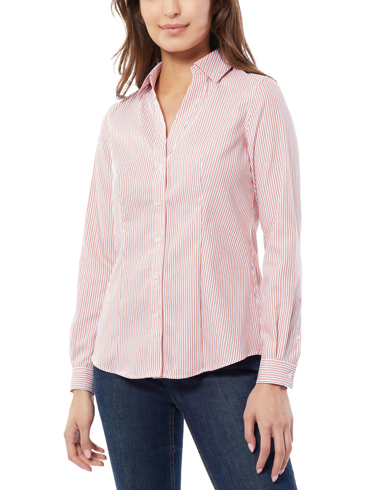 

Женская хлопковая полосатая блузка Jones New York, цвет coral blush multi