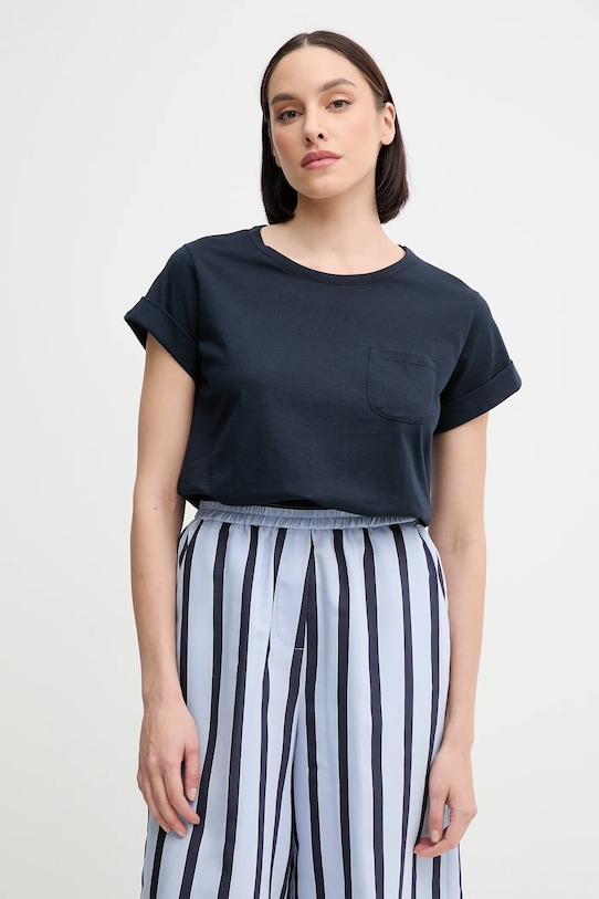 

Хлопковая футболка Sisley, темно-синий