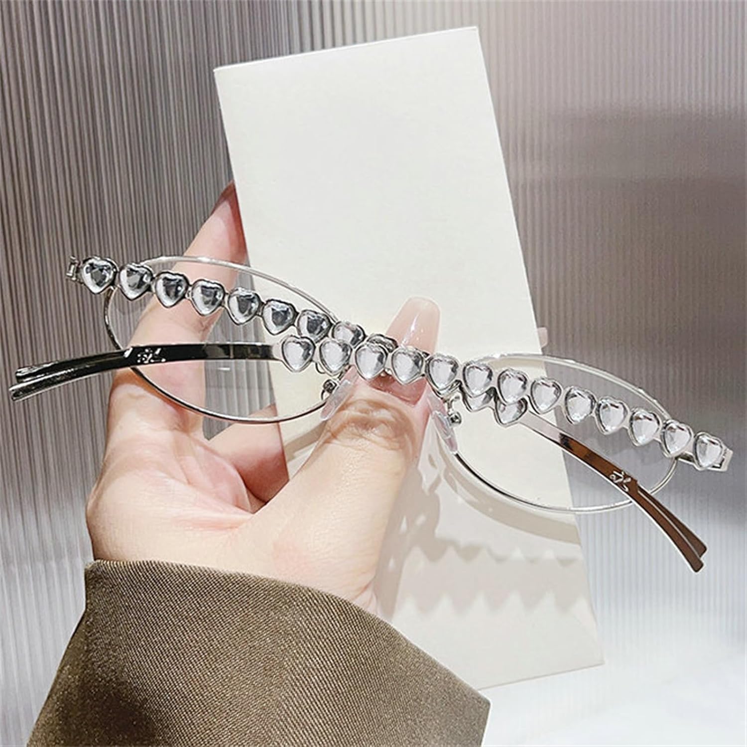 

Женские солнцезащитные очки Helena со стразами, стильные овальные, в винтажном стиле Y2K, панк, блестящие, с бриллиантами, роскошные, для вечеринок и путешествий, S65, Silver White