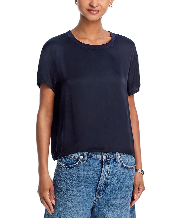 

Идеальная белая футболка Delphine Satin Tee perfectwhitetee, синий