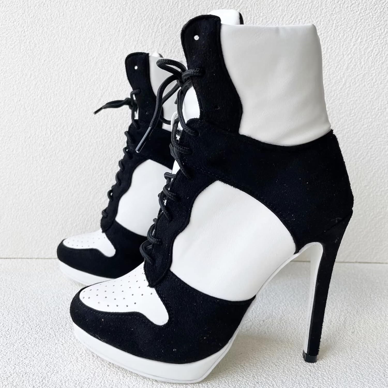 Ботильоны Frankie Hsu Stiletto Sport с высокой шпилькой для баскетбола, черные замшевые классические белые кроссовки-бутсы, дизайнерская обувь больших размеров для женщин и мужчин — фото 2