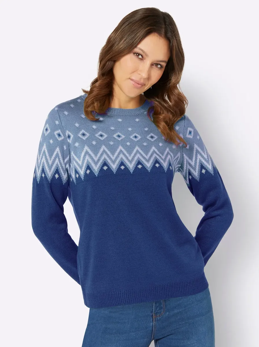 

Classic Basics Норвежский свитер "Свитер с длинными рукавами", цвет Royalblau-Bleu-Gemustert