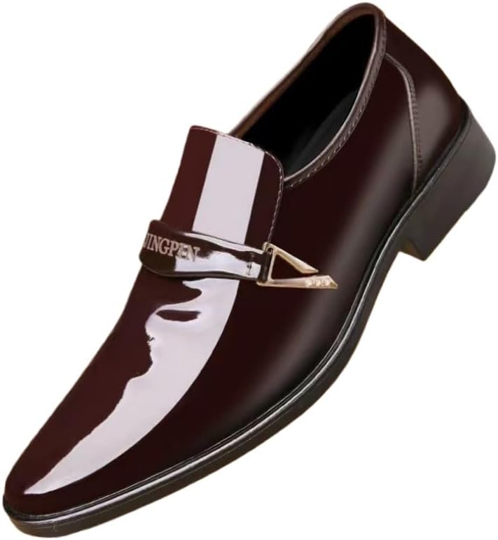 

Мужские модные блестящие кожаные туфли, деловой формальный стиль, металлический дизайн поверхности, подходят для всех сезонов, доступны в больших размерах Fusecottc, коричневый