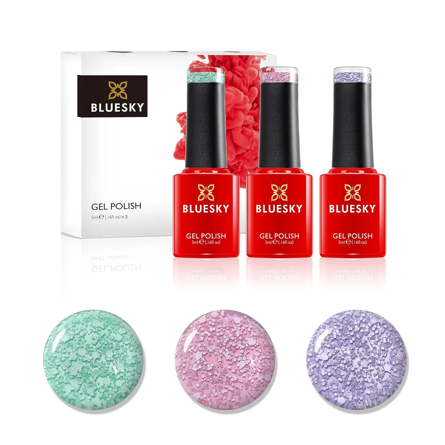 Набор гель-лаков BLUESKY Gel Polish «Snowfall», 3 x 5 мл Bluesky