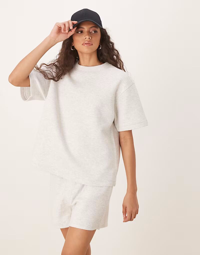 

Футболка с короткими рукавами и крупной резинкой серого меланжевого цвета Asos Design, Серый, Футболка с короткими рукавами и крупной резинкой серого меланжевого цвета Asos Design