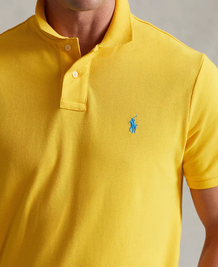 Мужская классическая поло с сетчатой тканью Polo Ralph Lauren, желтый — фото 3