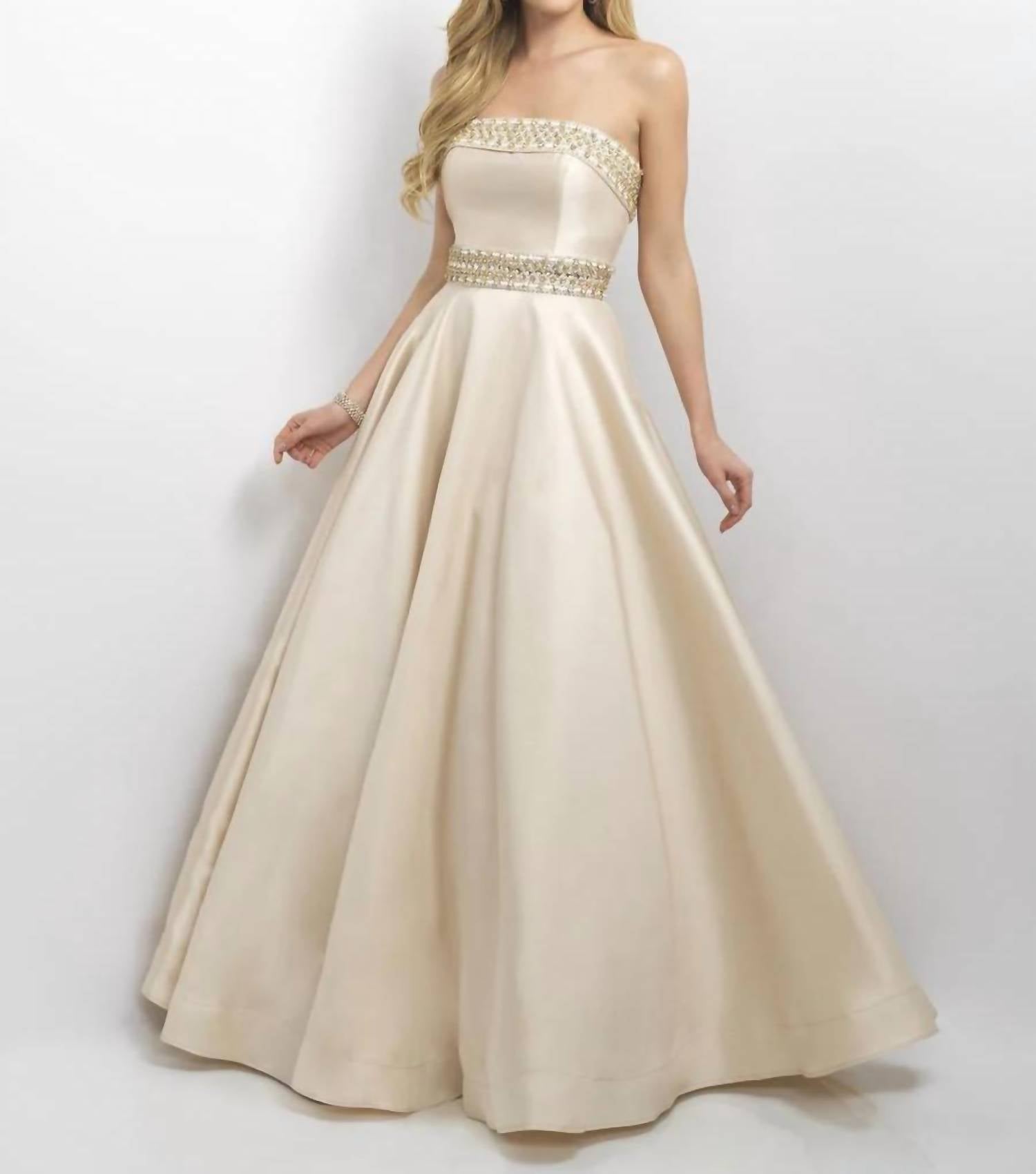 

Вечернее платье Mikado без бретелей в песочном цвете Blush Prom