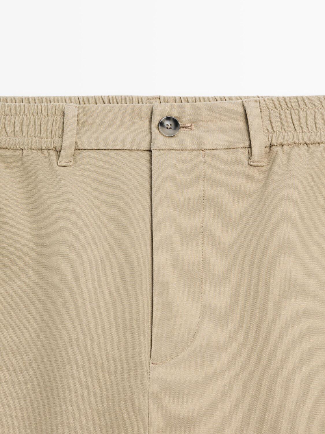 Брюки jogger из хлопковой смеси Massimo Dutti, ochre — фото 4