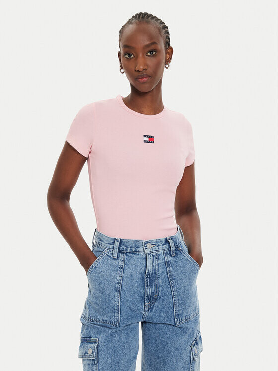 

Футболка узкого кроя Tommy Jeans, розовый