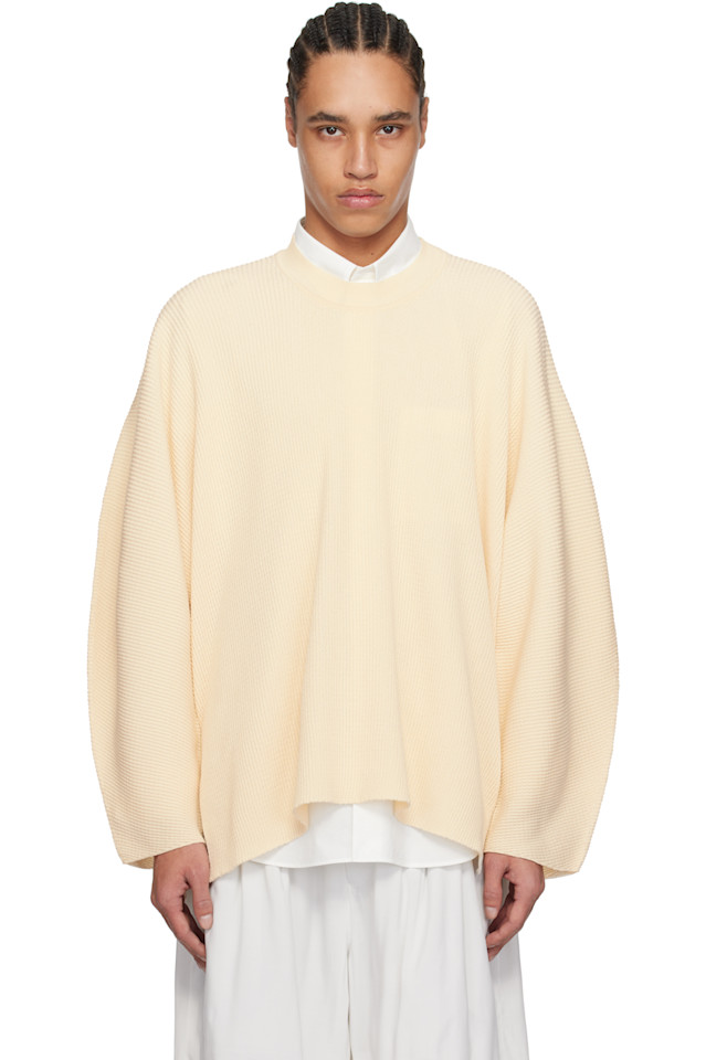 

Плотный хлопковый джемпер с крученой вязкой Homme Plissé Issey Miyake, бежевый