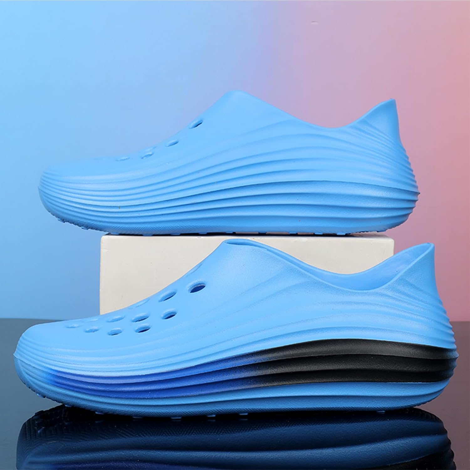 Мужские слипоны из пены с вырезами, стиль Foam Runner, легкие, прочные, из материала EVA, дышащие, мягкие пляжные сандалии с вентиляцией для мужчин Inkuil, синий — фото 2