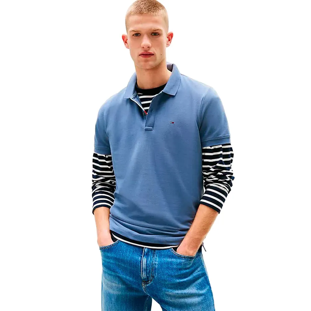 

Поло с коротким рукавом Tommy Jeans Placket Slim Fit, синий