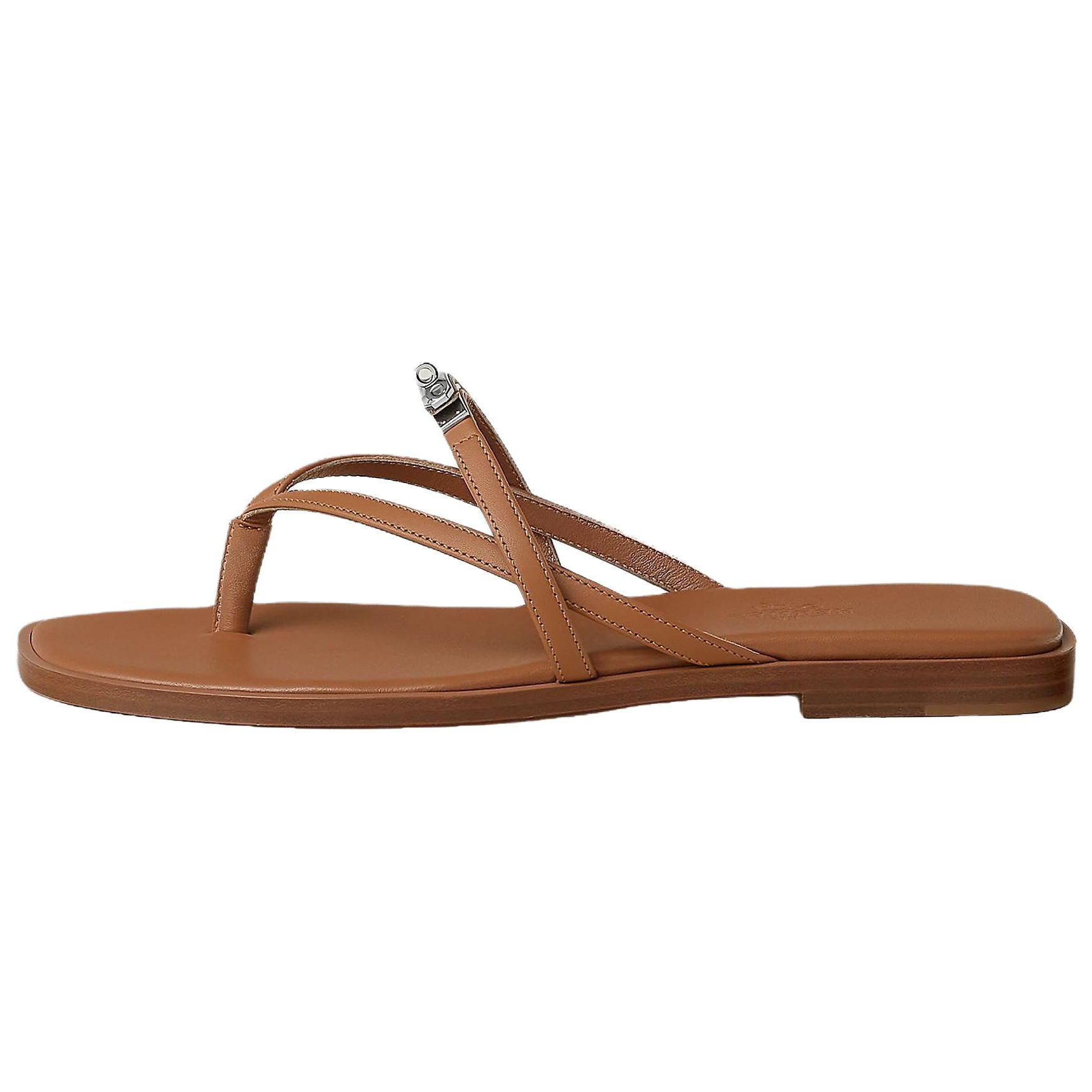 HERMES Сланцы 0,6 см женские brown
