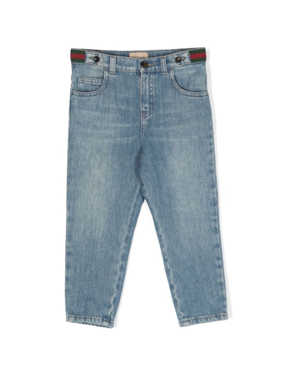 

Gucci Kids прямые джинсы с отделкой Web, синий