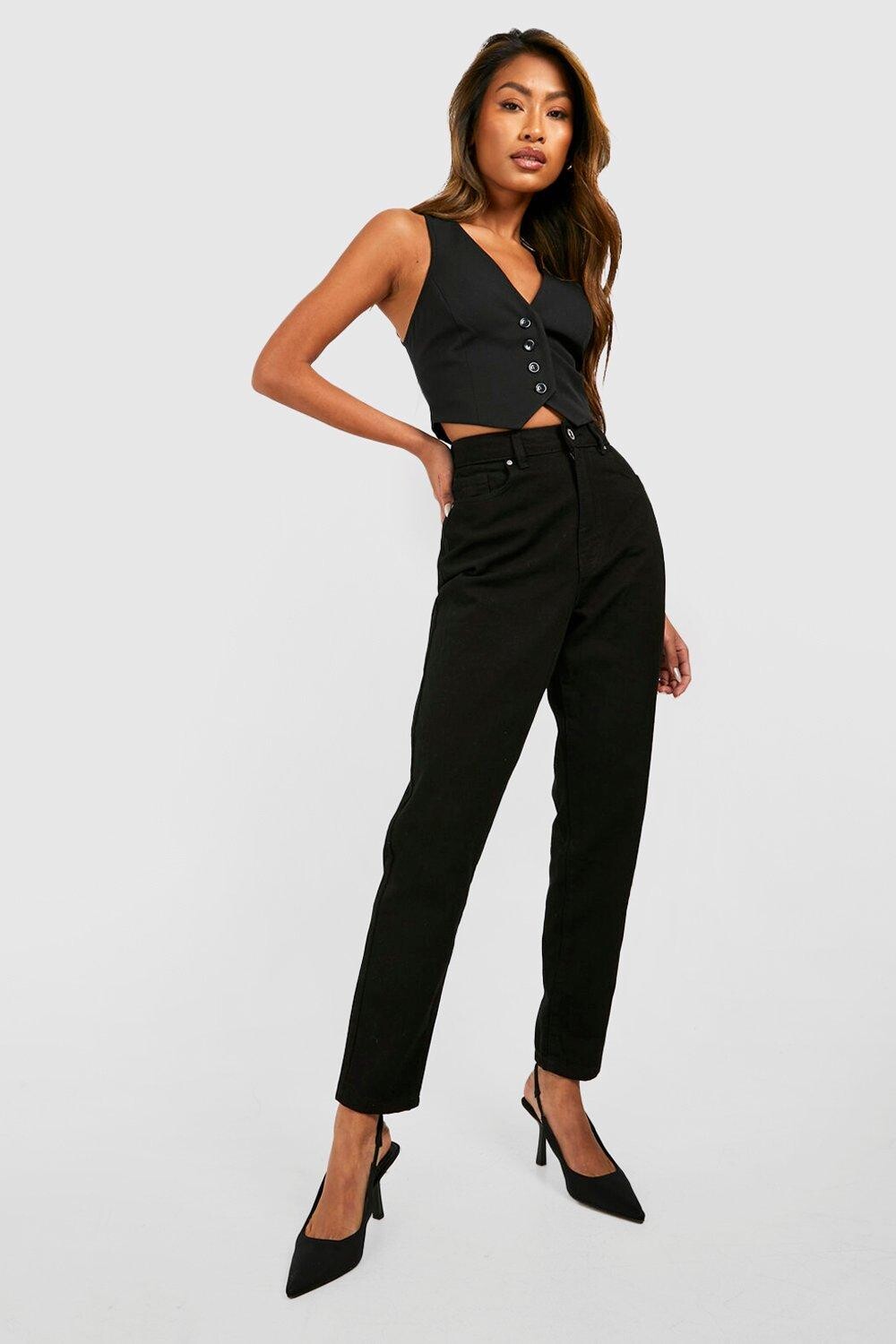 

Джинсы mom с высокой посадкой basics Boohoo, черный