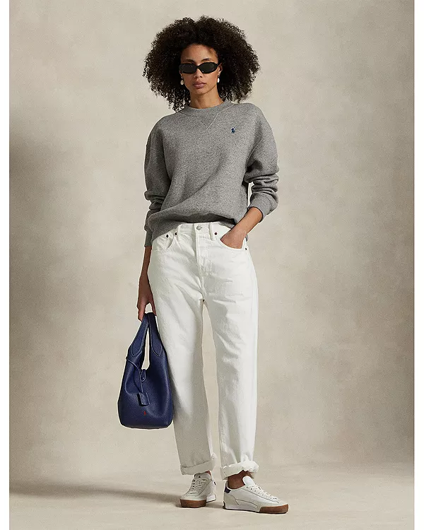 Флисовая толстовка с круглым вырезом Ralph Lauren, серый — фото 2