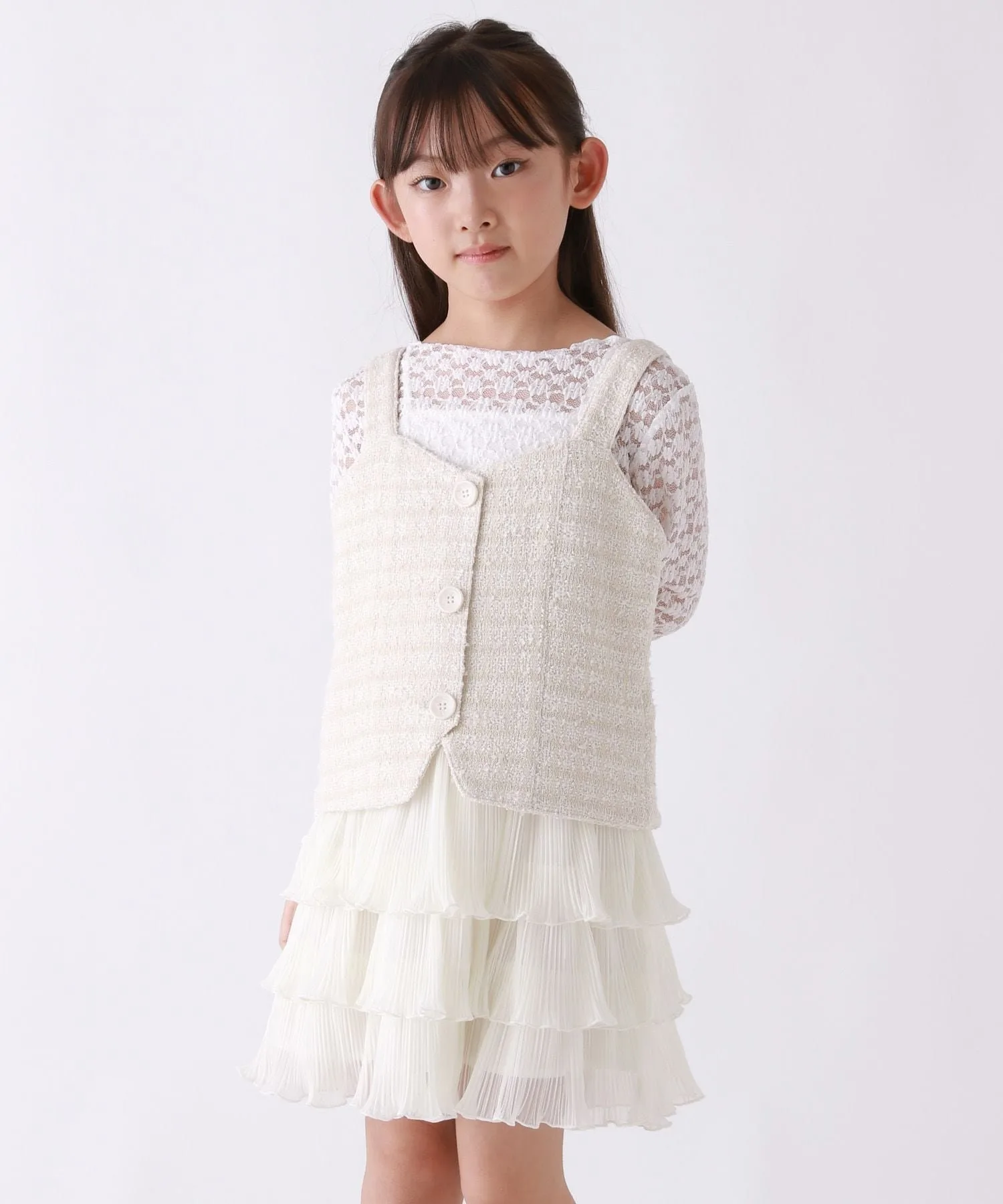 Твидовое платье 10C REPIPI, Tweed Ivory 08