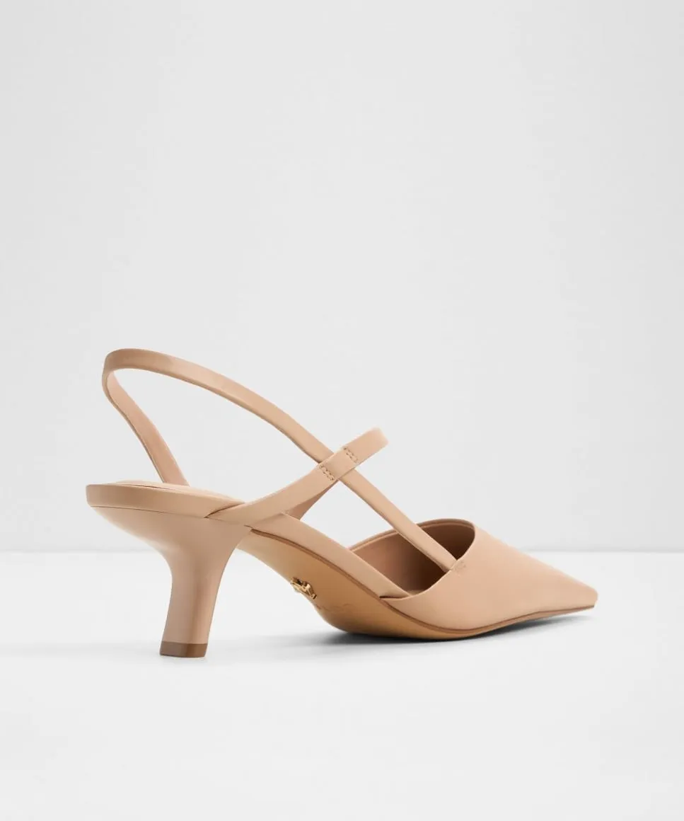 Женские туфли-лодочки из кожи с острым носком Aldo, бежевый — фото 4