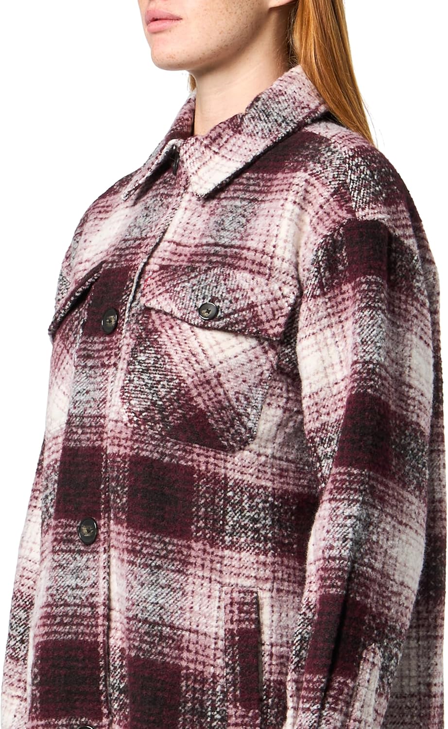 Женская куртка-рубашка Zoe Relaxed Wool Plaid Shirt Jacket Levi's, Port Combo Long — фото 3