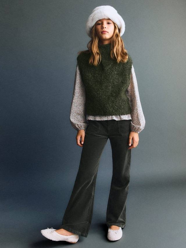 

Детские вельветовые брюки-клеш Mango, Beige/Khaki