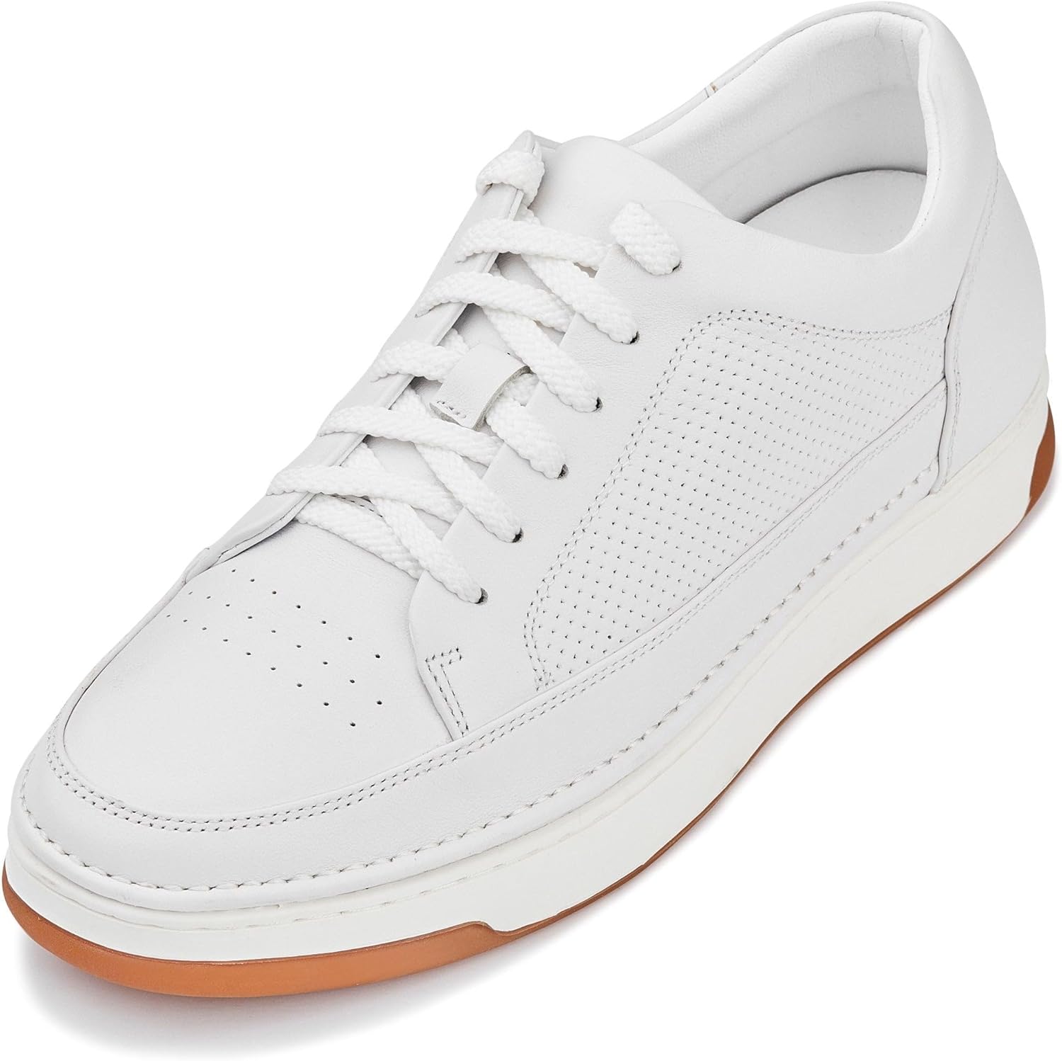 

Мужские невидимые подъемные туфли CALTO - Noir/Black с резиновой подошвой, премиальная кожаная обувь на шнуровке, модные кроссовки - увеличивают рост на 7 см - Y7931 - Размер 11 D(M) US, белый/слоновая кость