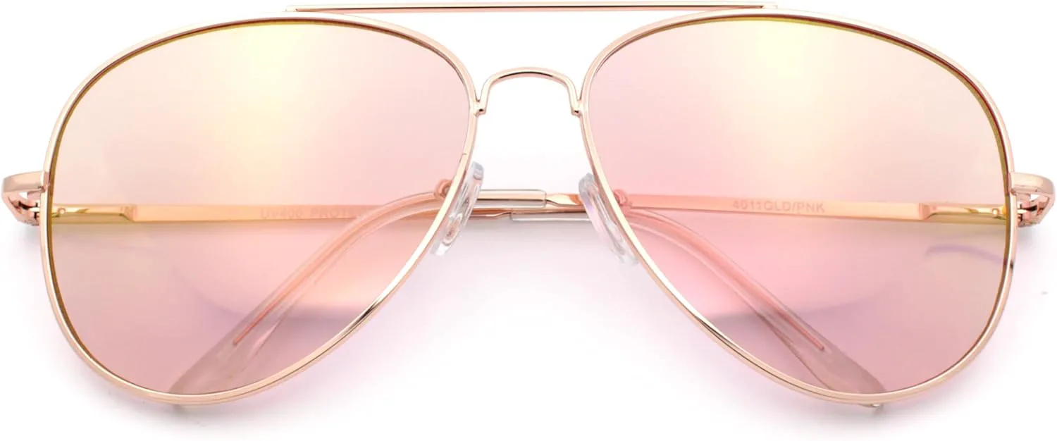 

SA106 Розовые зеркальные солнцезащитные очки в форме капли с пружинным шарниром и застежкой «розовое золото», модель Officer Cop, Rose Gold - Pink Mirror