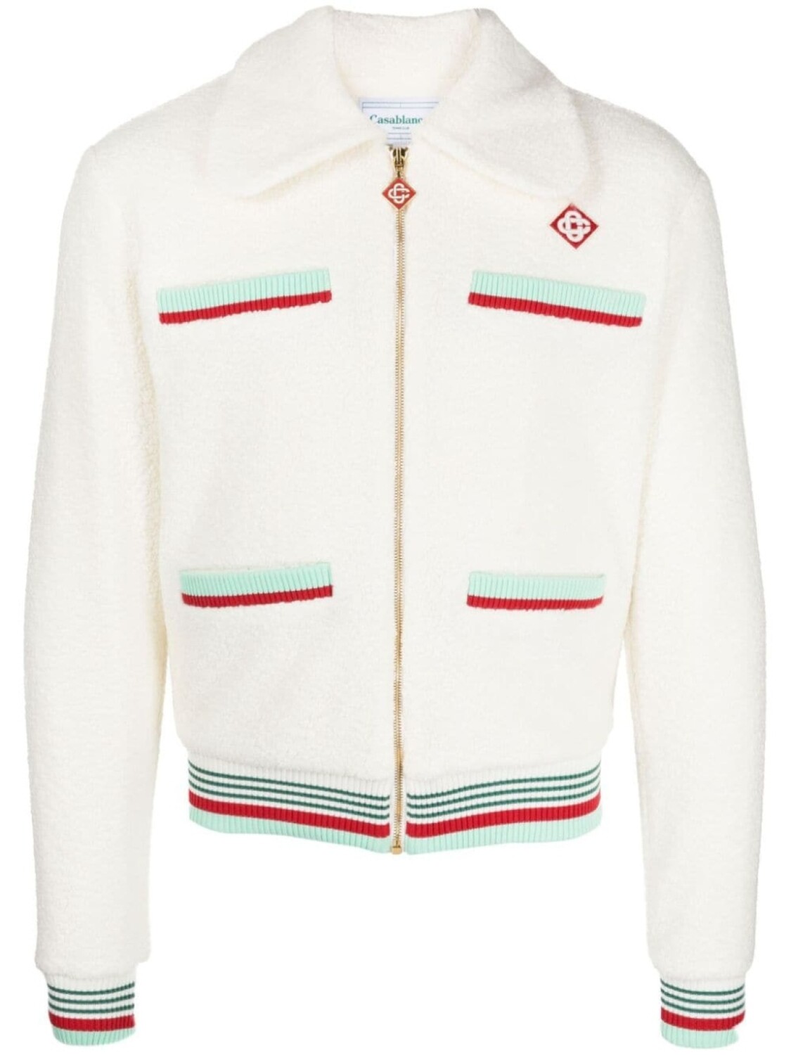 

Casablanca logo-patch fleece jacket, нейтральный цвет