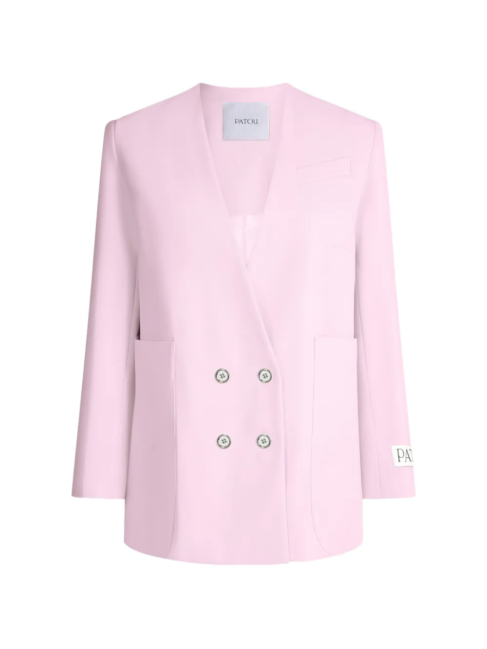 

Двубортный блейзер без воротника Patou, розовый