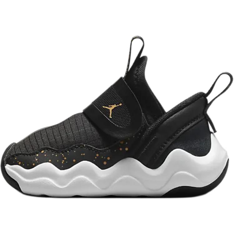 

23/7 Противоскользящие Износостойкие Низкие Ботинки для Малышей Черные Детские и Малышей Jordan, Черный/Белый/Металлическое Золото