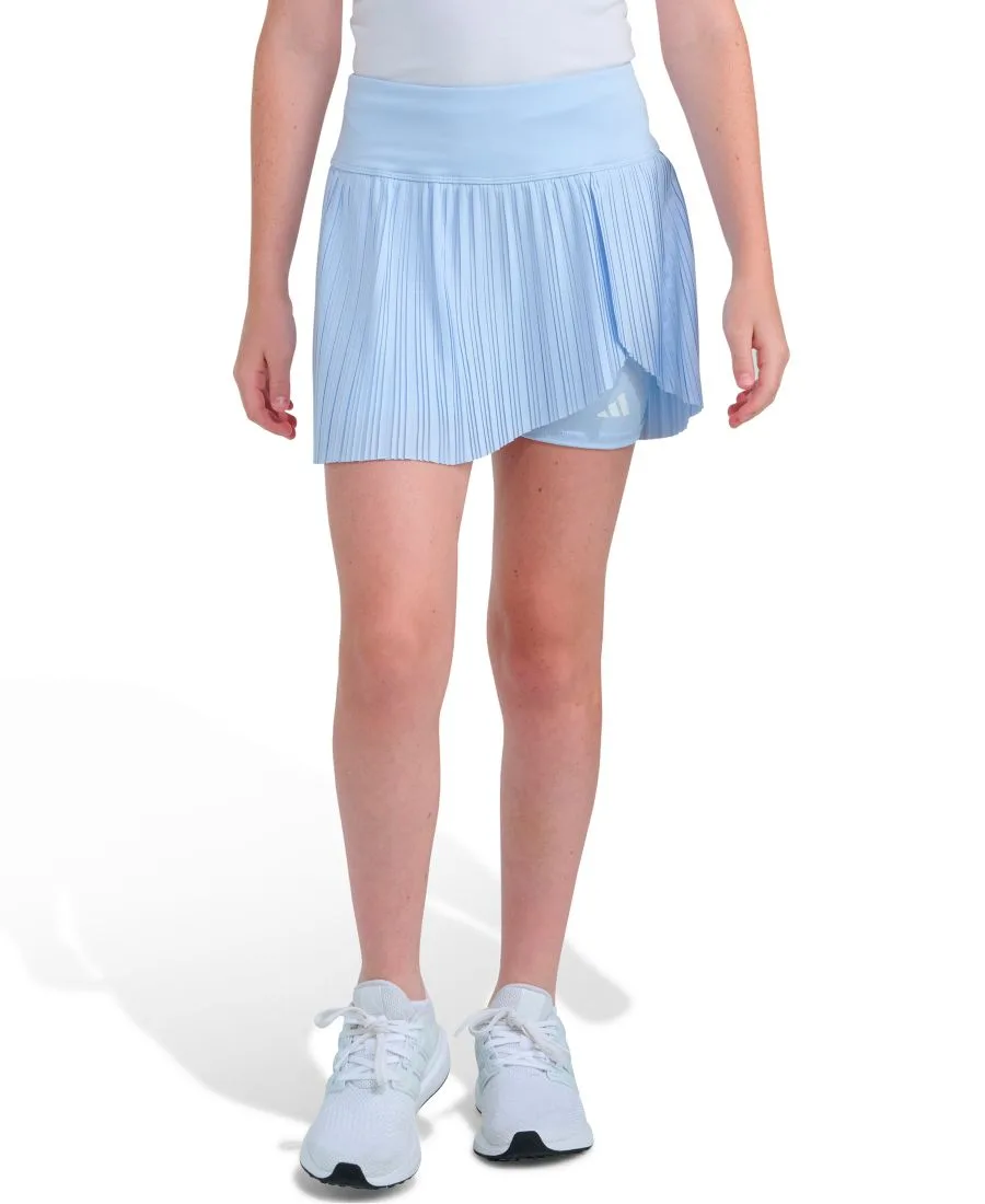 Шорты-юбка из плетеной ткани с плиссировкой для девочек 8-14 лет Adidas, светло-голубой