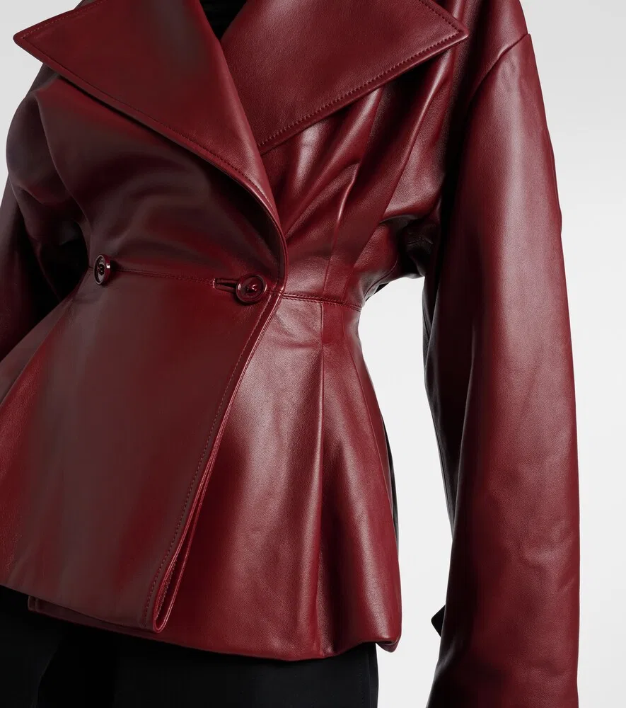 Кожаная куртка Balenciaga, бургунди — фото 4